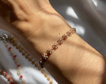 Daisy Flower Bracelet, Beaded Bracelet, Anklet, Necklace, Gift For Her, Miyuki Beads, Handmade in UK