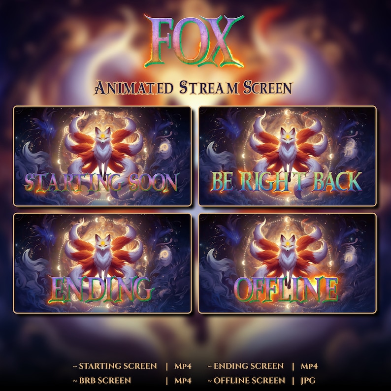 Animated Fox Stream Screens: Kyubi Overlay (digital Download) - Etsy