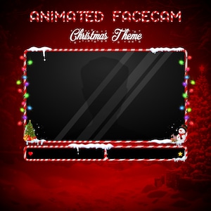 以下が含まれることがあります： クリスマスのテーマのアニメーションされた顔カメラオーバーレイ。オーバーレイは、中央に黒いビデオフレームを持つ赤と白のキャンディーケーンの境界線があります。ビデオフレームは、雪が積もった上部と下部に、雪だるまといずれかの側にクリスマスツリーがあります。オーバーレイには、赤いハートと金色の星も含まれています。