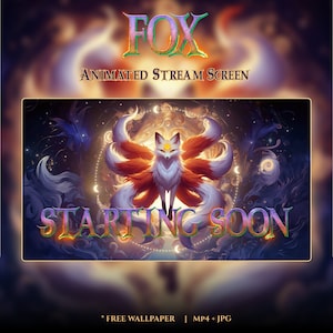 Animated Fox Stream Screens: Kyubi Overlay (Digital Download)