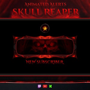 5x Animated Alerts Skull Reaper | Grim Reaper | Twitch Overlay | Twitch Alerts