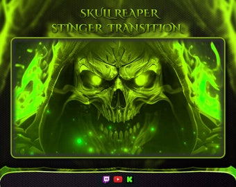 Neon Green Skull Reaper Animated Stinger Transition (WEBM Digital File)
