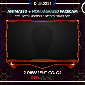 2X Webcam animata / Facecam sovrapposta - con 2 colori diversi (ROSSO-NERO)