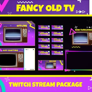 Retro Animated Twitch Overlay Fullpackage/Old Tv/Vintage/Fancy/Simple Line Overlay