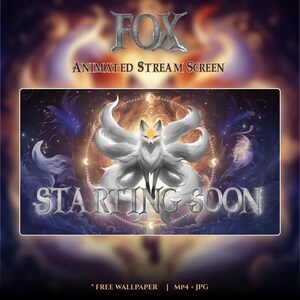 White Fox Animated Stream Screens: Kyubi Overlay (Digital Download)