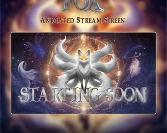 White Fox Animated Stream Screens: Kyubi Overlay (Digital Download)