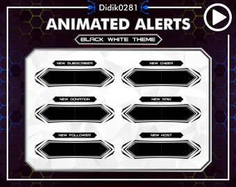 6 alertas animadas NEGRO BLANCO/Alerta B/N/Alerta simple