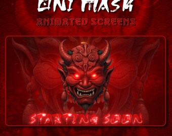 Animated Blue Akuma Stream Overlay / Samuraï / Oni Mask / Dark and Blue ...