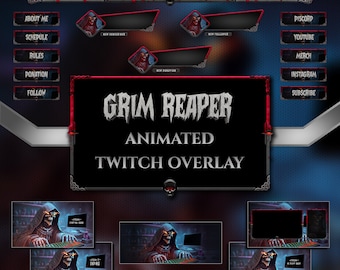 Grim Reaper Animated Twitch Overlay: Horror Stream Package (Digital Download)