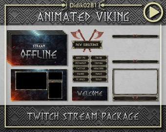 Paquete de superposiciones vikingas animadas para Twitch / Diseño nórdico épico para transmisiones / Tema de Ragnarok y Valhalla para gamers