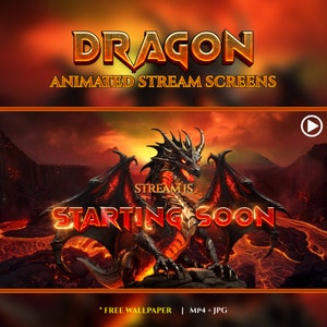 Dragon Animated Stream Screens: Lava Volcano Inferno (Digital Download)