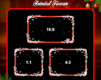 Animated Christmas Webcam Overlay with 3 different size - Animated Facecam