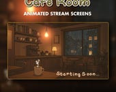 Animated Cozy Cafe Stream Screens: Lofi Vtuber Overlay (MP4 Digital Download