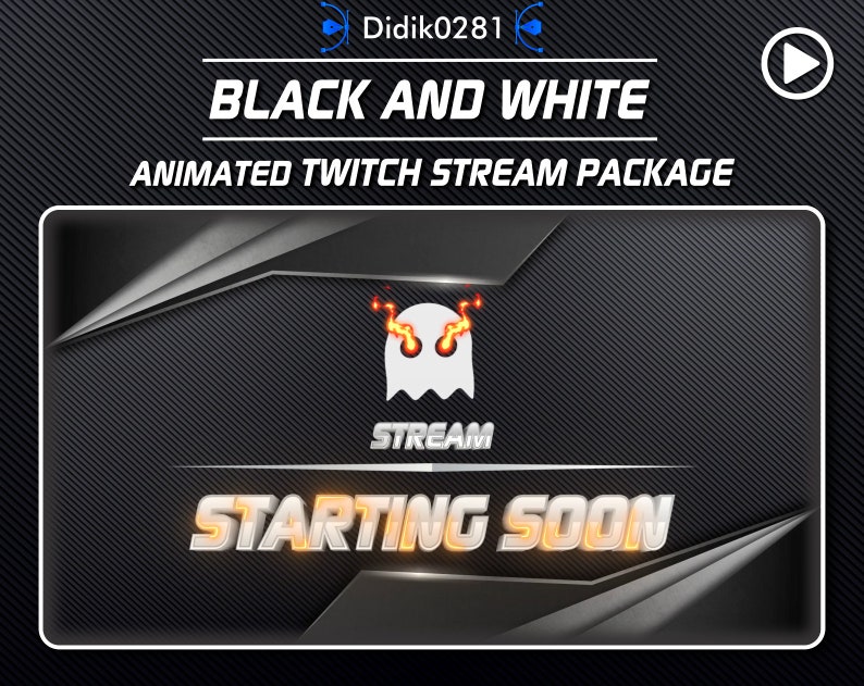 Ghost Animated Twitch Stream Overlay: Black & White Package (digital ...