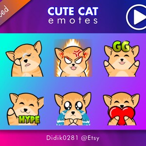 6x Émoticônes animées Orange Cat twitch - EMOTES TWITCH ANIMÉES