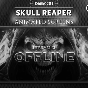 Grayscale Skull Reaper Stream Screens (Animated) (4X Screens + 1x Facecam) | Grim Reaper | Scarry | Cool Skull Reaper | Horror | Black White