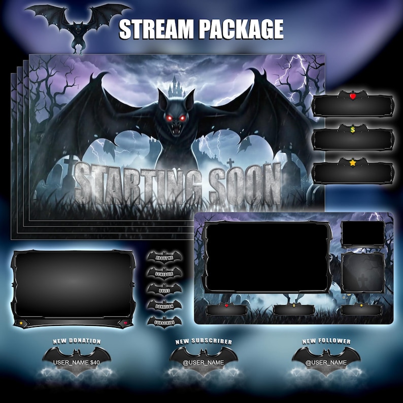Animated Halloween Bat Twitch Overlay: Camazotz Stream Pack - Etsy