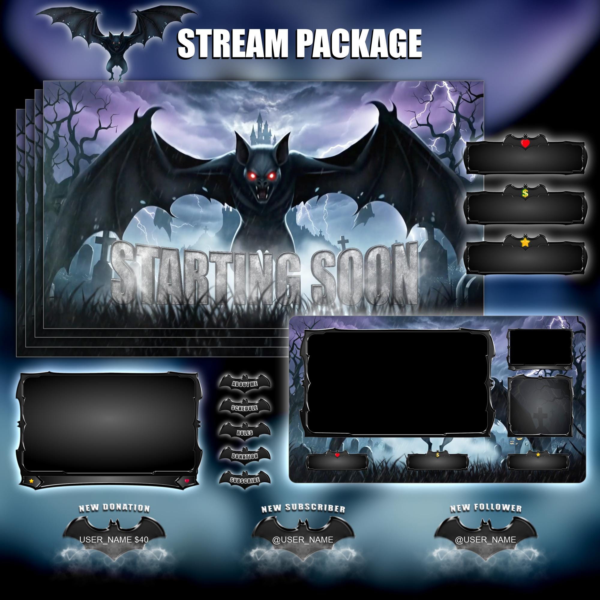 Animated Halloween Bat Twitch Overlay: Camazotz Stream Pack - Etsy