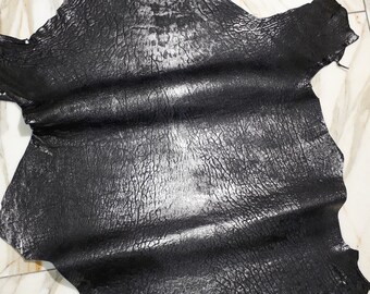 LEATHER TIP E72166-AL, leather scraps, 1 leather skin 1.2 mm, antique silver grey nappa