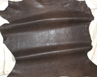 LEATHER TIP E72142-NE, leather scraps, 1 leather skin 0.8 mm, coffee brown nappa