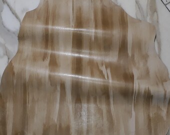 LEATHER TIP E72407-UD, leather scraps, 1 leather skin 0.8 mm, khaki hand-painted,