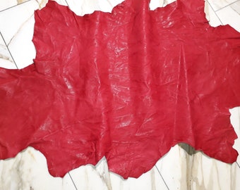 LEATHER TIP E70156-HC, leather remains, 1 dermis, cherry red nappa embossed