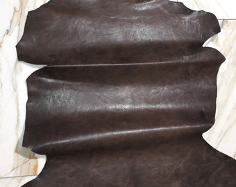 LEATHER TIP E72141-NE, leather scraps, 1 leather skin 0.8 mm, coffee brown nappa