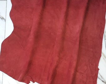 LEATHER TIP E71605-A, leather remnants, 1 leather skin 0.6 mm, rust-red, velours