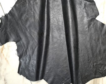 LEATHER TIP E71150-DB, leather scraps, 1 leather hide 0.5 mm, antique anthracite black nappa