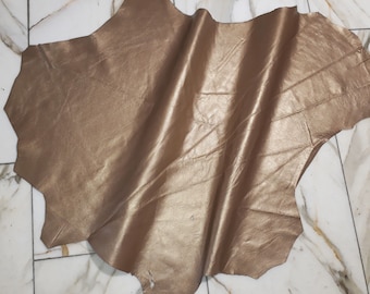LEATHER TIP E71365-TD, leather scraps, 1 leather skin 0.6 mm, antique gold, nappa metallic