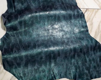 LEATHER TIP E72405-UD, leather scraps, 1 leather skin 0.8 mm, petrol-coloured hand-painted,