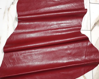 LEATHER TIP E72136-FS, leather scraps, 1 leather skin 0.4 mm, cherry red nappa