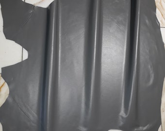 LEATHER TIP E71578-AL, leather remnants, 1 leather hide 0.6 mm, dark grey, nappa