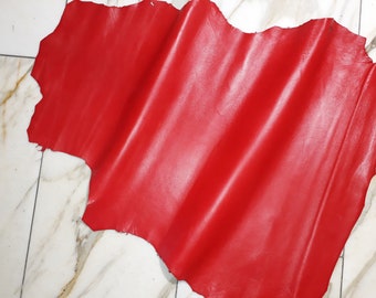 LEATHER TIP E70796-G, leather residues, 1 dermis, strawberry red nappa