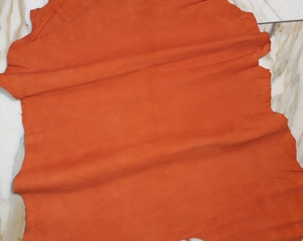 LEATHER TIP E71593-GB, leather scraps, 1 leather skin 0.6 mm, orange, velor