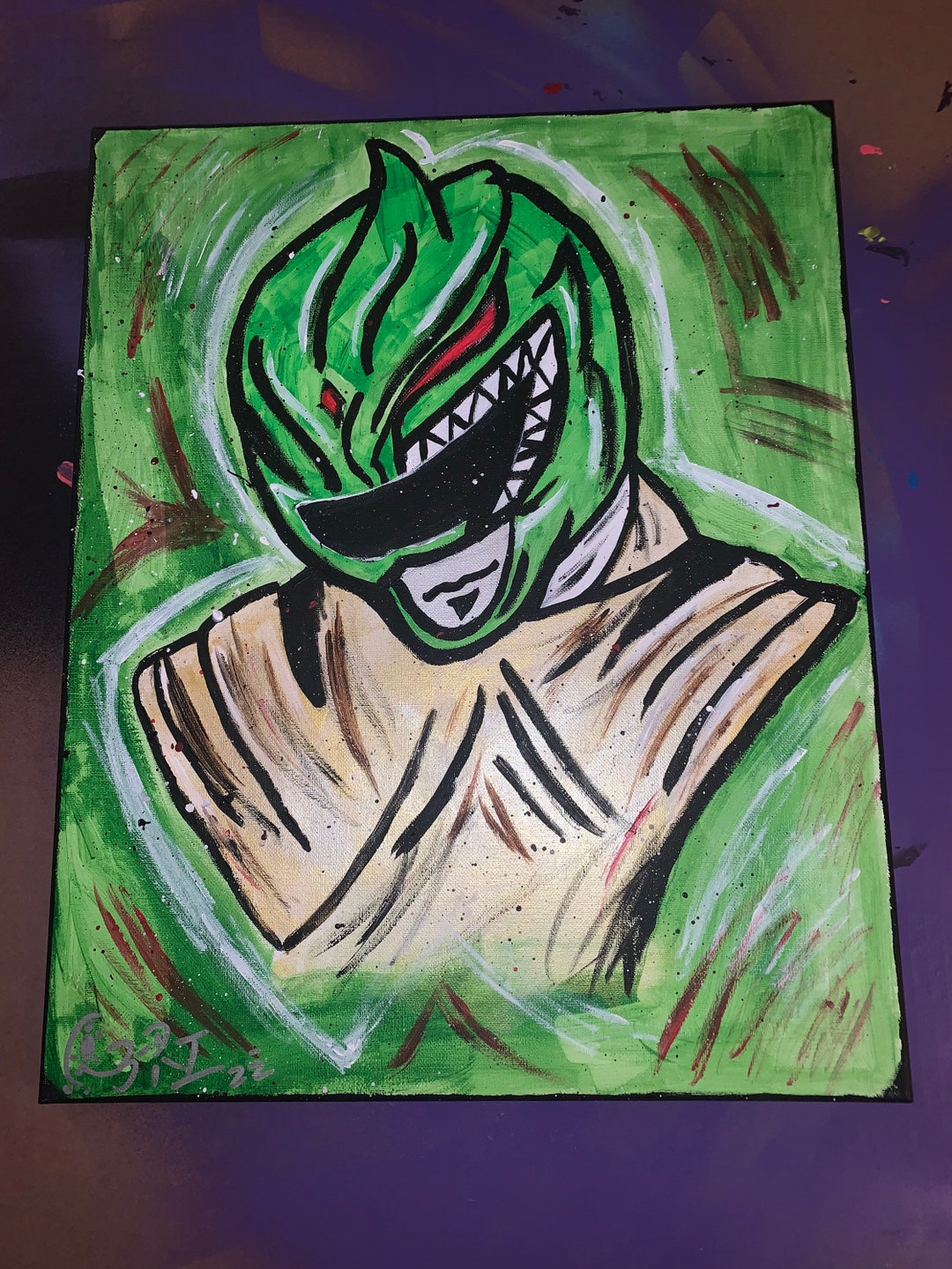 Green Ranger Acrylic Painting - Etsy