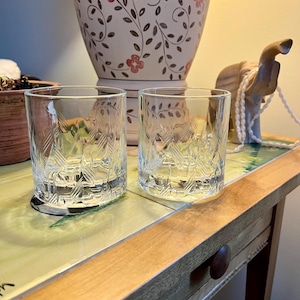 Grey Goose Lowball Weighted Rocks Glasses - Engraved Goose Logo on Bottom of Glass - Set of Two - New/Unused