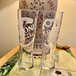 Peroni Pint Glasses - Nastro Azzurro - Set of Two - New/Unused - Rare find Stateside