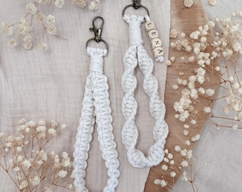Personalized macrame keychain with name | Wrist strap for keys & phone | Boho name tag | Handmade gift for teachers