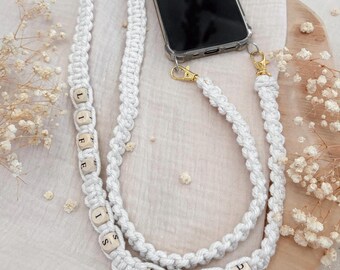 Macrame Phone Necklace -Mila- || Personalized Phone Strap with Name | Boho Phone Strap | Phone Accessory | Cute Gift Idea