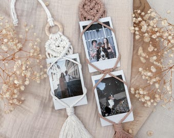Macrame Polaroid Photo Pendant -Mimi- || Photo Holder for up to 4 Photos | Boho Wall Decor | Personalized Gift Idea | Handmade Wedding Decor