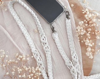 Macrame Phone Necklace -Ella- || Long Phone Strap for Wearing Around Your Neck | Personalized Phone Strap | Boho Phone Accessory | Handmade Gift Idea