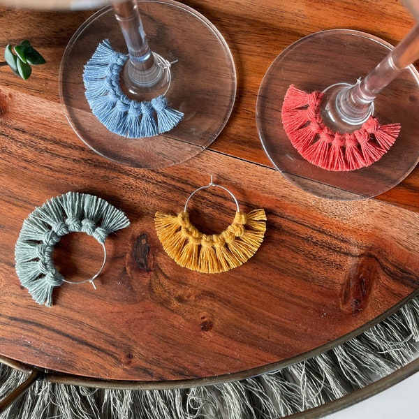 Macrame Wine Charms: Set of 4, 6, 8