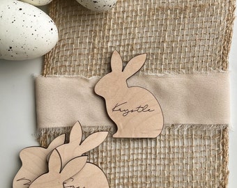 Mini Easter bunny, Easter place cards, bunny place cards, Easter name tag, wood name card, table scape, Easter place setting