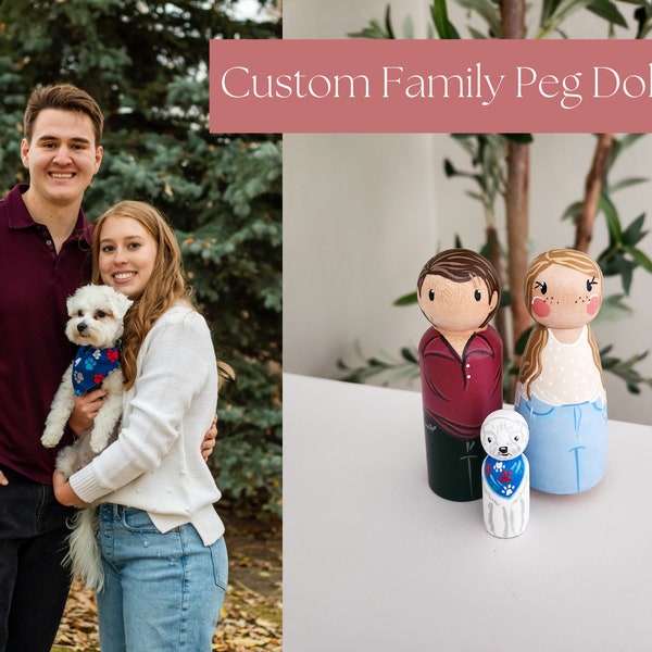 Custom Family Peg Dolls-Personalized Doll Family-Create Your Own Family-Heirloom Gifts-Unique Christmas Gift-Hand Painted Wedding Toppers