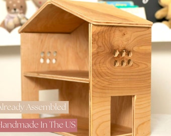 Wooden Dollhouse-Already Built Dollhouse-Natural Wood House-Pretend Play-Christmas Gift-Montessori Dollhouse-1:12 Scale Dollhouse-Toy House