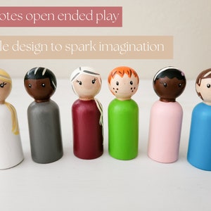 Diversity Peg Dolls-Therapy Dolls-Set of 6-Family Peg Dolls-Simple Wooden Dolls-Preschool Toys-Quiet Time Ideas-Montessori Dolls-Open Ended