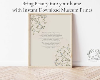 Wendell Berry Poem Wall Decor | Peace of Wild Things Literary Artwork | Instant Download | Vintage Floral Poetry Print | Book Lover Gift