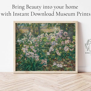 Vintage Wildflower Art Print | English Garden Painting | Green and Pink Wall Decor | DIGITAL DOWNLOAD | Vintage Printable | Botanical Art