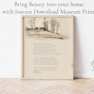 Wendell Berry Poem Wall Decor | Sabbath X Poem Literary Artwork | Instant Download | Poetry Print | Book Lover Gift